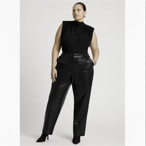 ELOQUII Pants Faux Croc Leather Black Crocodile Pockets Vegan Plus Size 28 New